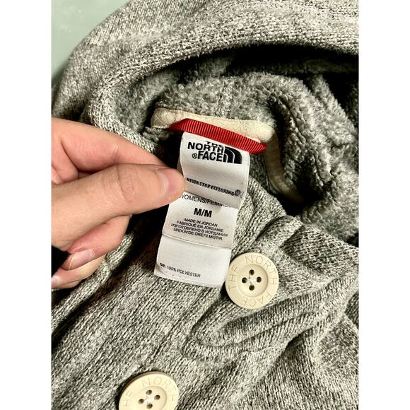 The North Face Womens Gray Sweater Crescent Sunshine Knit Fleece Hoodie Medium - Picture 8 of 11